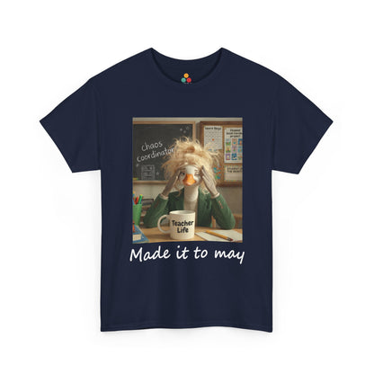 Funny Made It to May Teacher Goose Girls Meme Last Day of School Teacher Appreciation Gift navy blue T-Shirt | TEEZOCA 