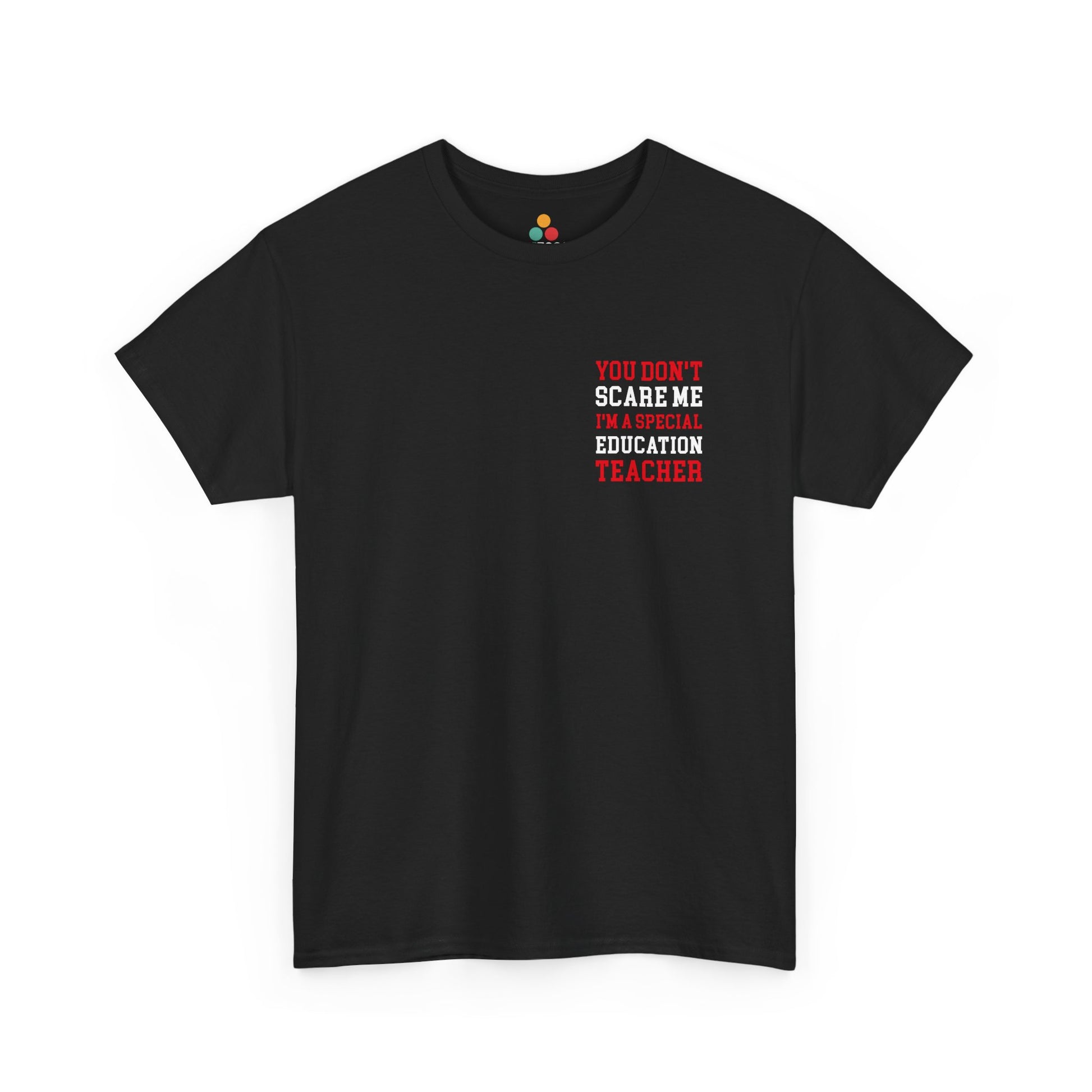 Funny You Don’t Scare Me I’m a Special Education Teacher 2 Sides Front Back Black Front View T-Shirt Gift TEEZOCA