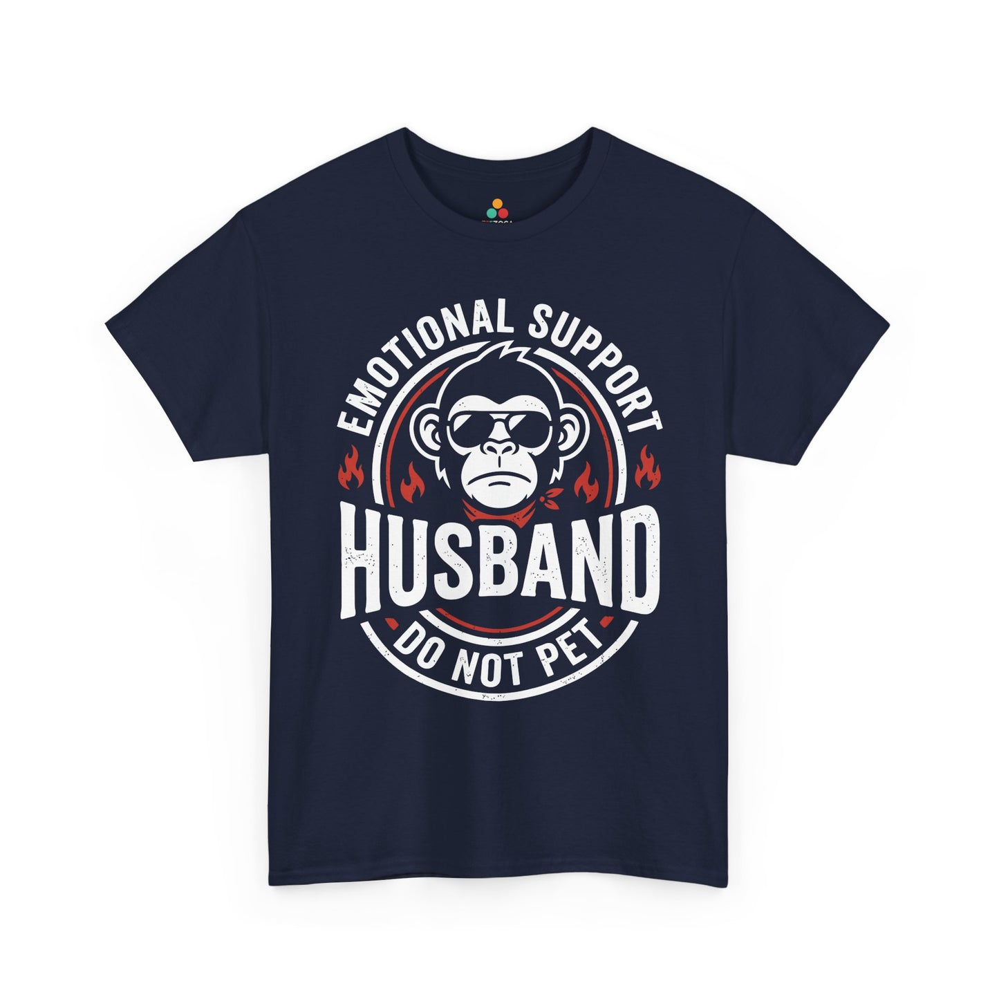 Emotional Support Husband Funny Monkey Unisex T-shirt Humor Gift | TEEZOCA 