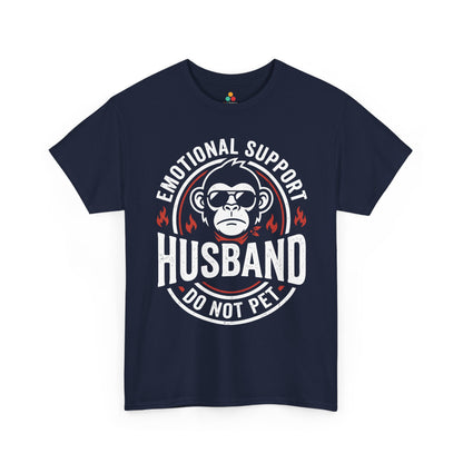 Emotional Support Husband Funny Monkey Unisex T-shirt Humor Gift | TEEZOCA 
