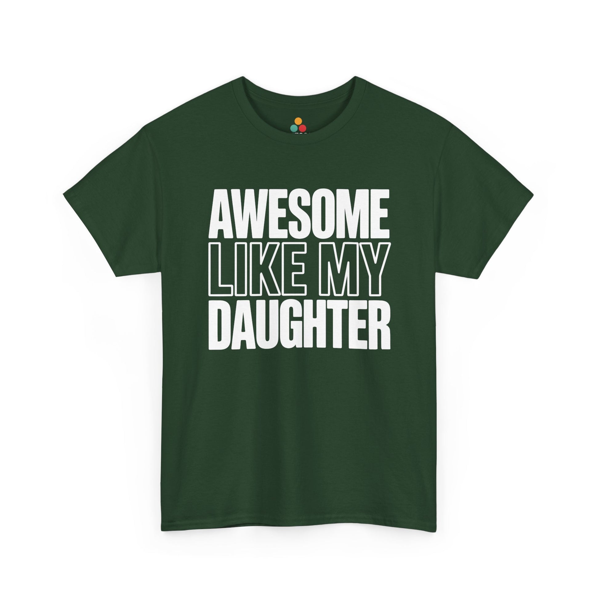 Funny dad tee by TEEZOCA with Awesome Like My Daughter text for Father’s Day and dad joke shirt shoppers.
