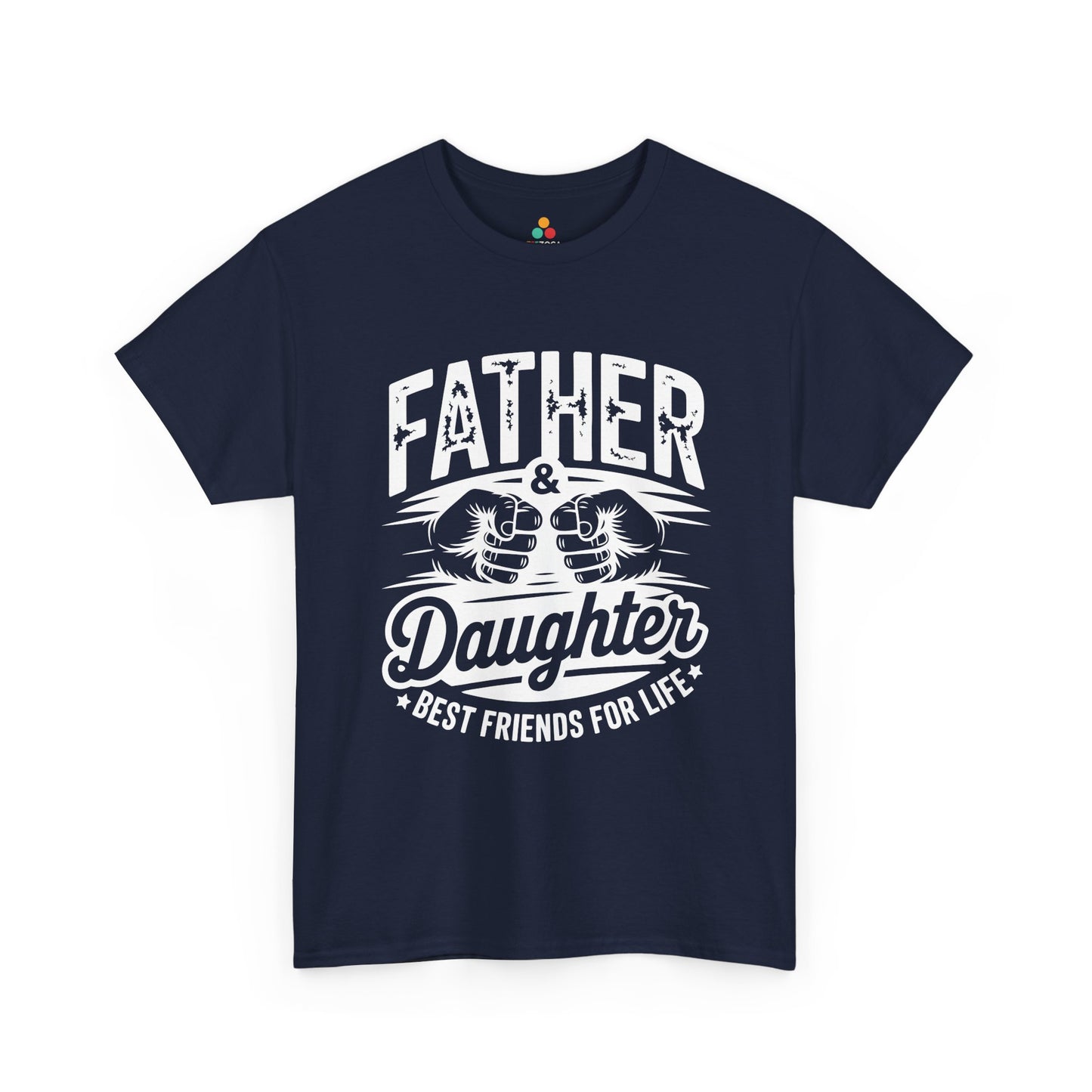 Funny fathers day shirts design from TEEZOCA with Father & Daughter text, fist bump art, and best friends humor.
