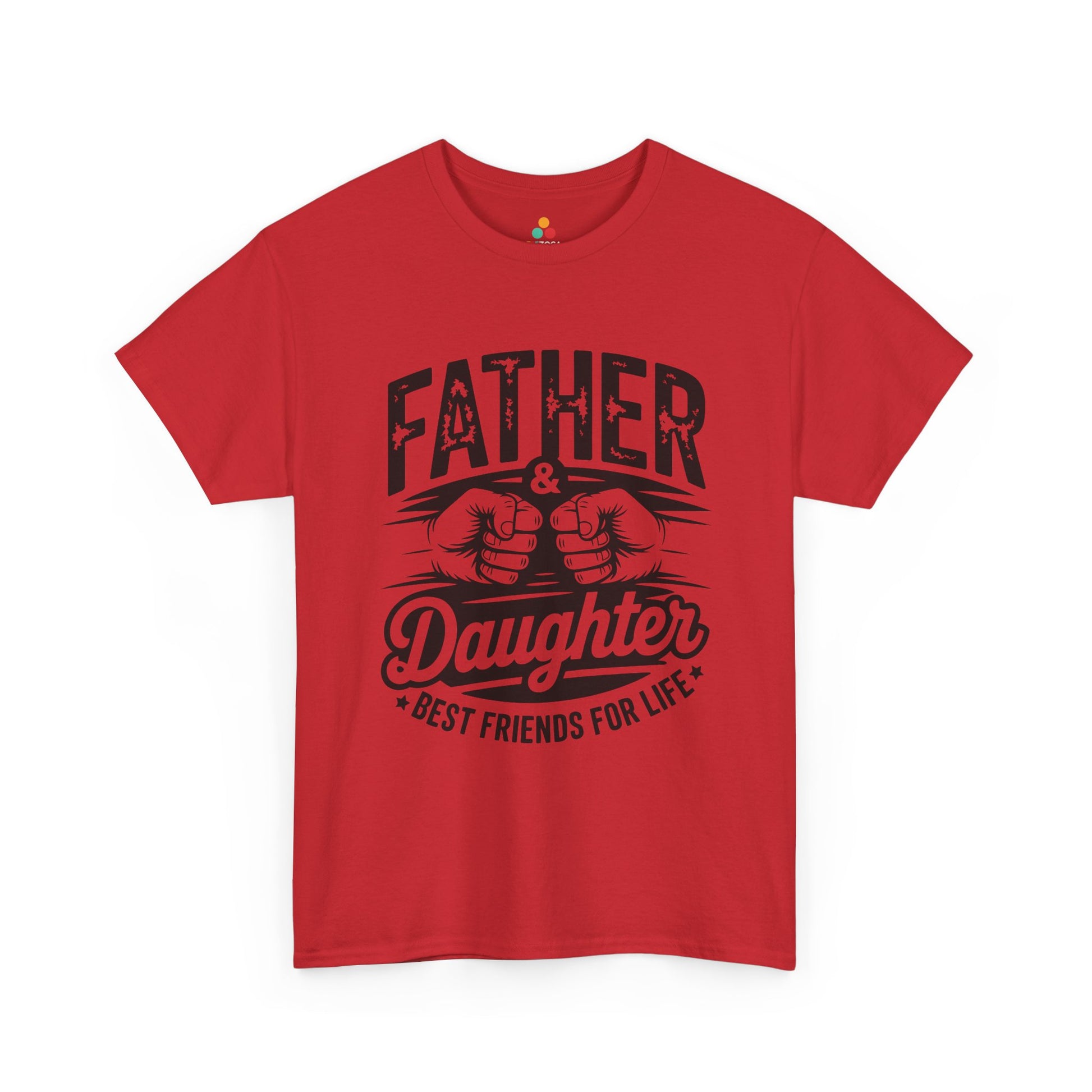 Funny fathers day shirts design from TEEZOCA with Father & Daughter text, fist bump art, and best friends humor.

