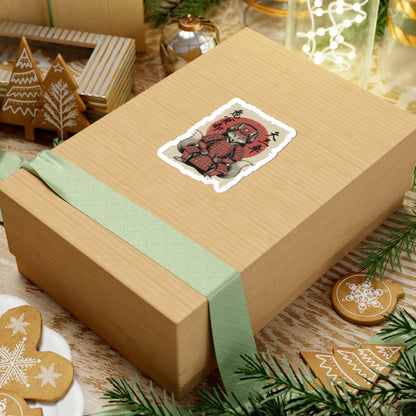 Gift box with decorative paper and ribbon on a festive background with cookies and lights