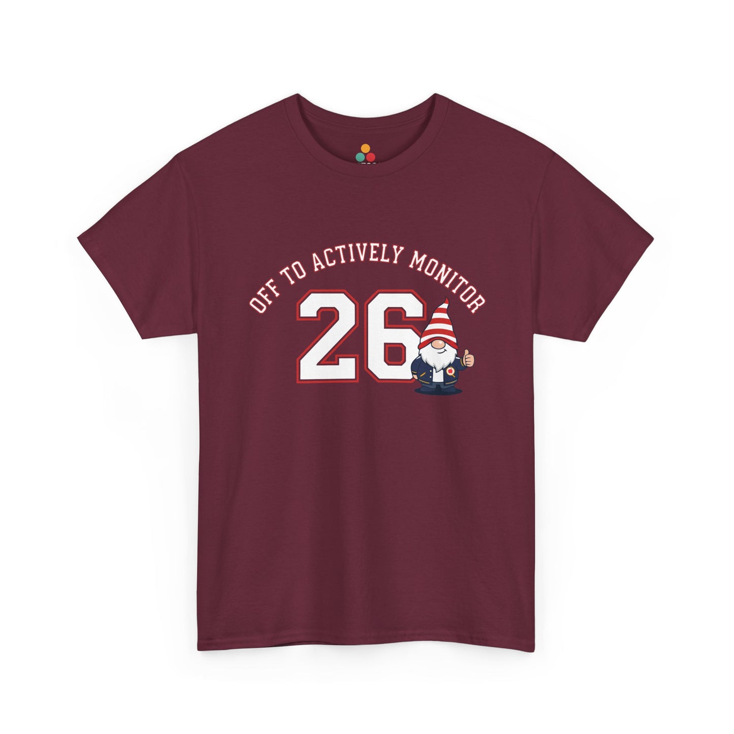 Gnome teacher shirt from TEEZOCA featuring arched lettering, varsity 26 design, and sarcastic teacher shirt energy.
