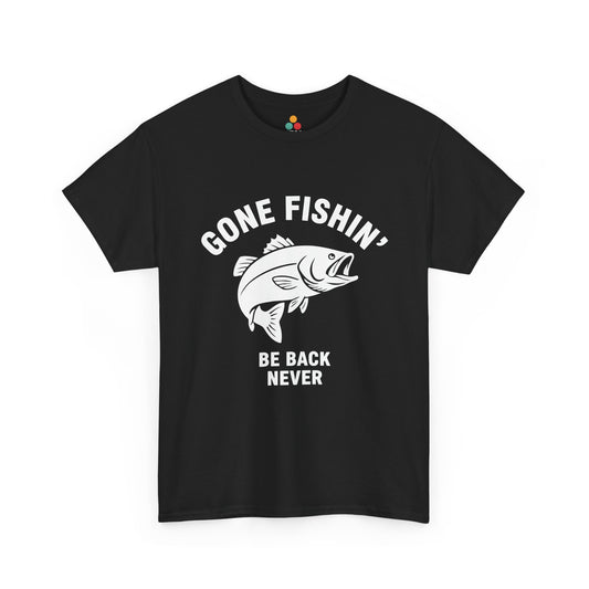Gone Fishin' Be Back Never Black T-Shirt – Funny Fisherman Gift | TEEZOCA 
