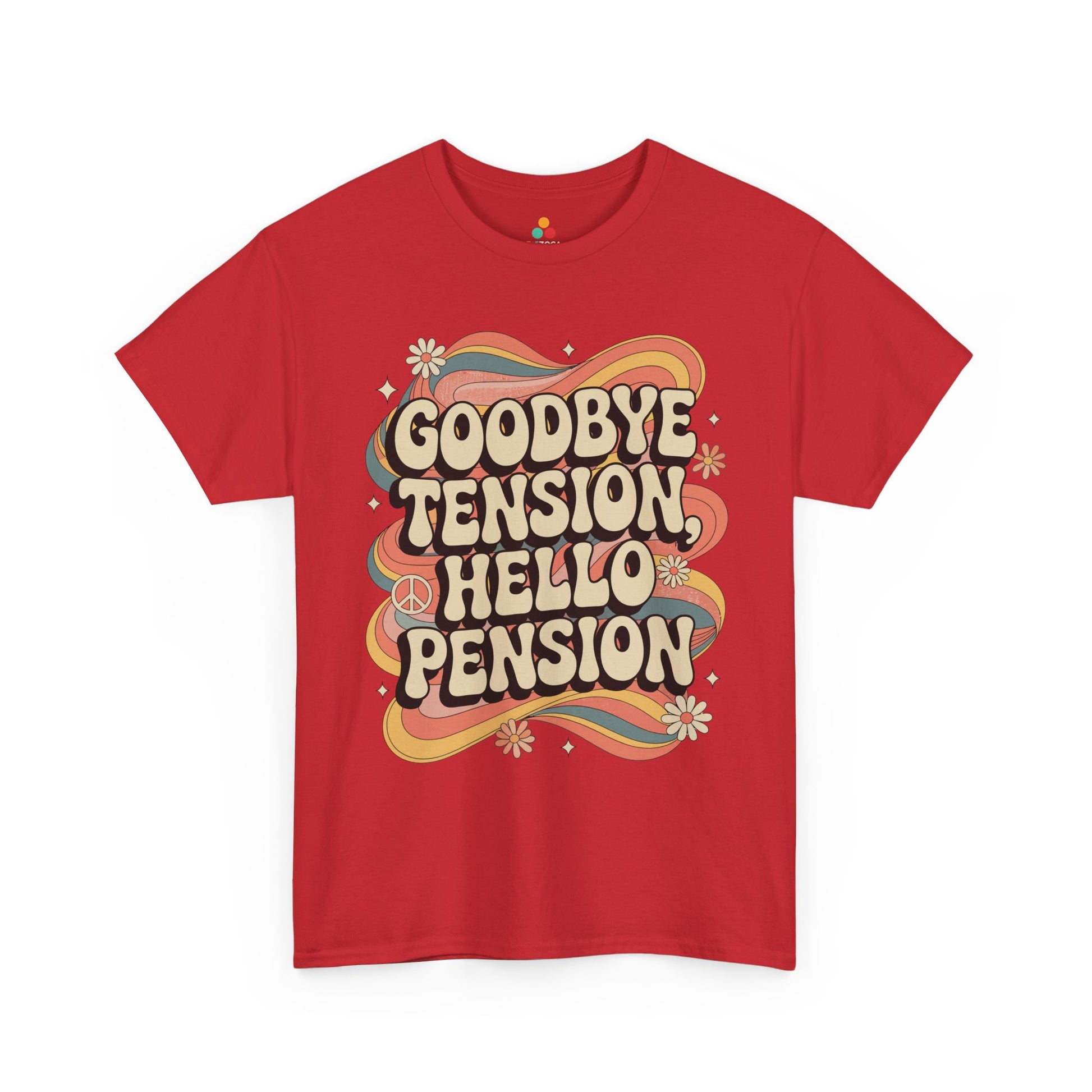 Goodbye Tension Hello Pension Unisex T-shirt – Retro Retirement Vibes | TEEZOCA 