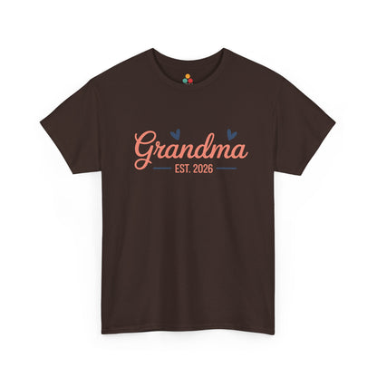 Grandma Est. 2026 Brown T‑Shirt – Cute New Grandma Tee | TEEZOCA 
