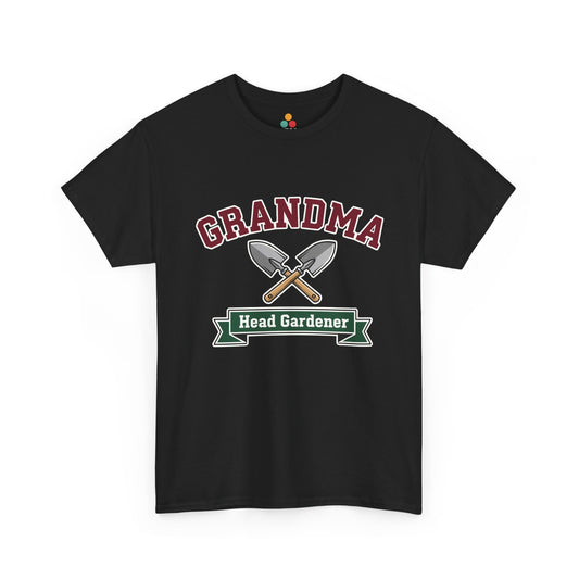Grandma Head Gardener Black T‑Shirt – Funny Gardening Grandma Graphic Tee | TEEZOCA