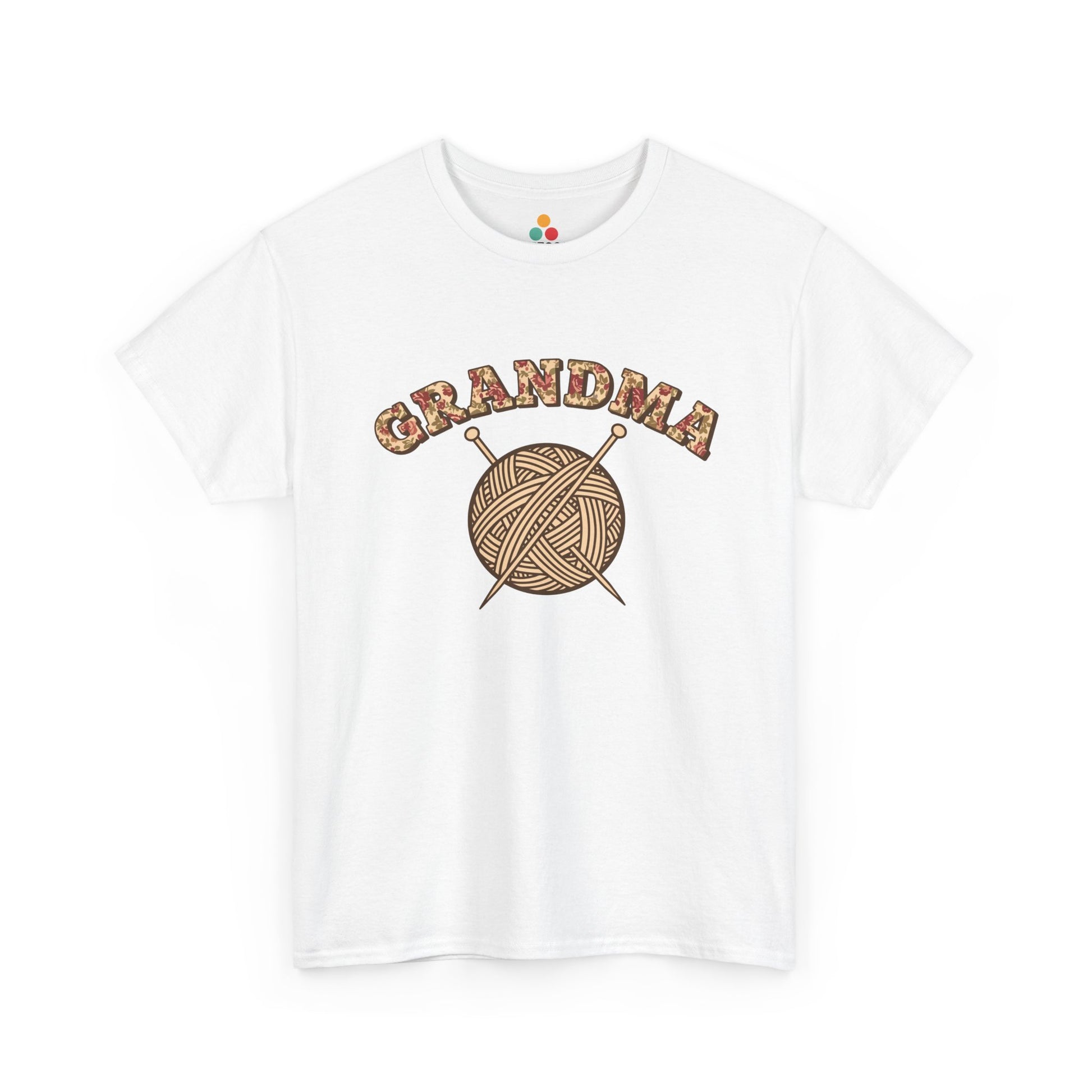 Grandma Knitting Squad White T‑Shirt – Cute Yarn Lover Grandma Tee | TEEZOCA 