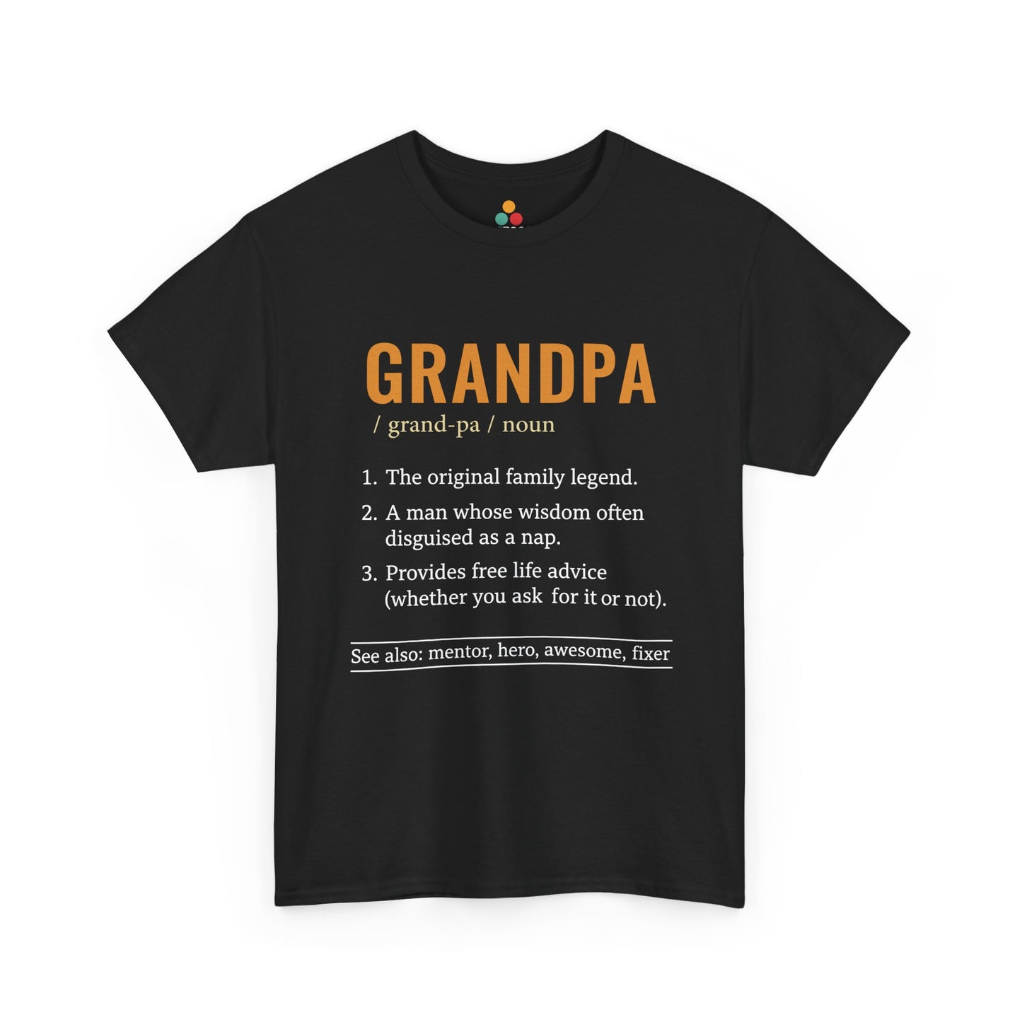 Grandpa Definition Black T-Shirt – Funny Legend Gift for Grandfather | TEEZOCA 