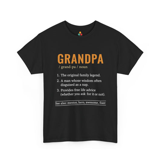 Grandpa Definition Black T-Shirt – Funny Legend Gift for Grandfather | TEEZOCA 