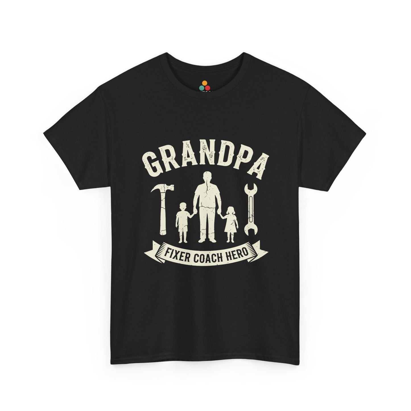 Grandpa Fixer Coach Hero Black T-Shirt – Best Grandfather Gift | TEEZOCA 