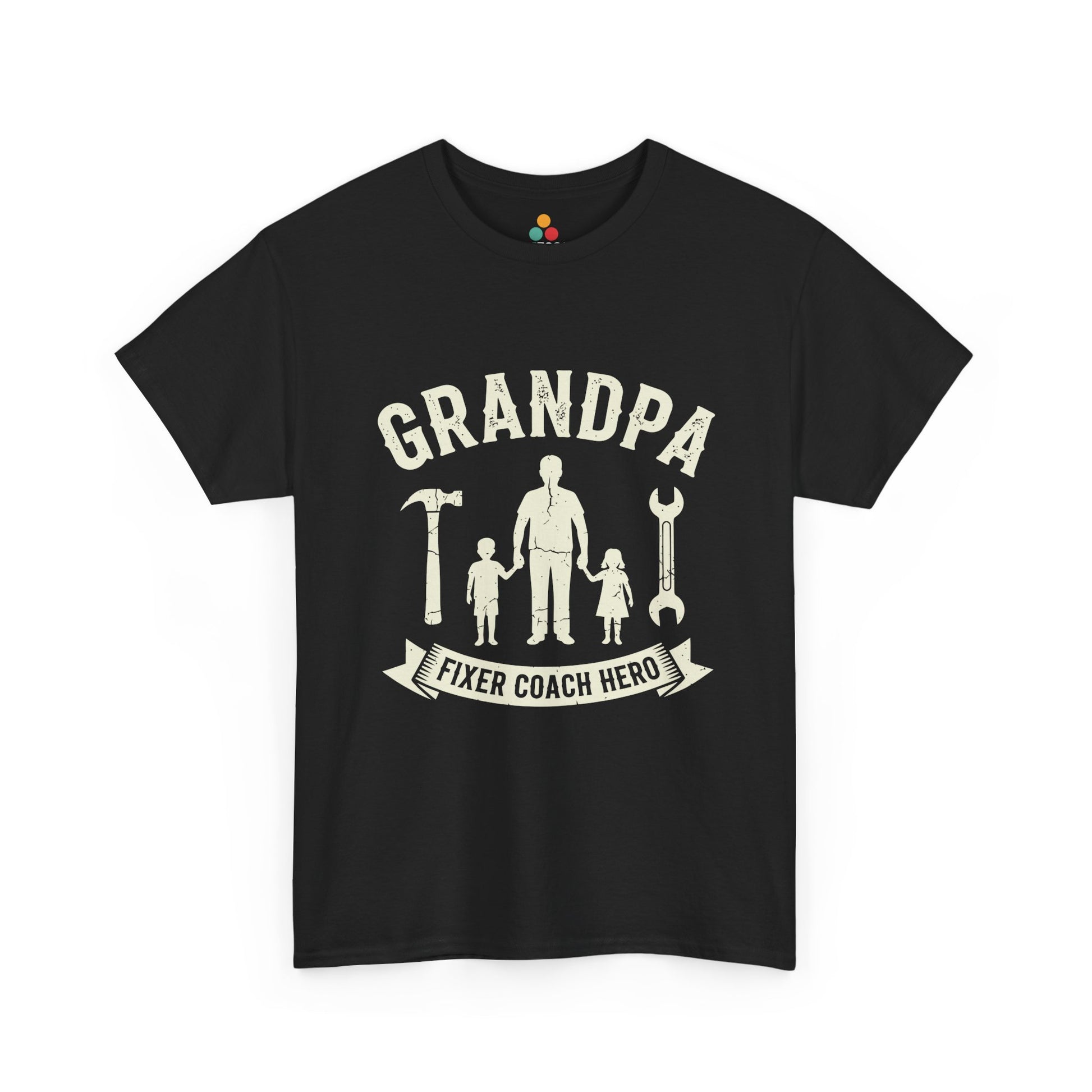 Grandpa Fixer Coach Hero Black T-Shirt – Best Grandfather Gift | TEEZOCA 