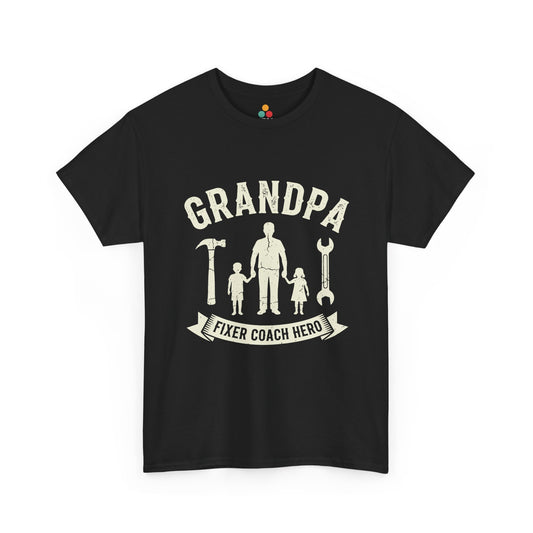 Grandpa Fixer Coach Hero Black T-Shirt – Best Grandfather Gift | TEEZOCA 
