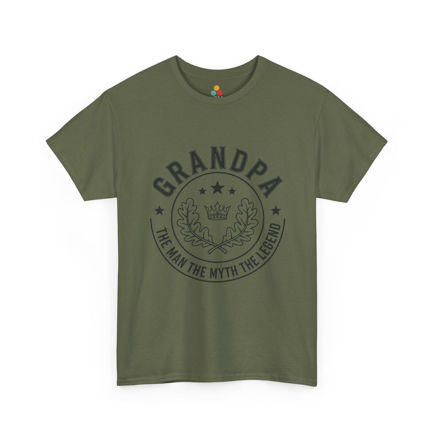 Grandpa The Man The Myth The Legend Army Green T-Shirt – Vintage Laurel Crown Gift | TEEZOCA 