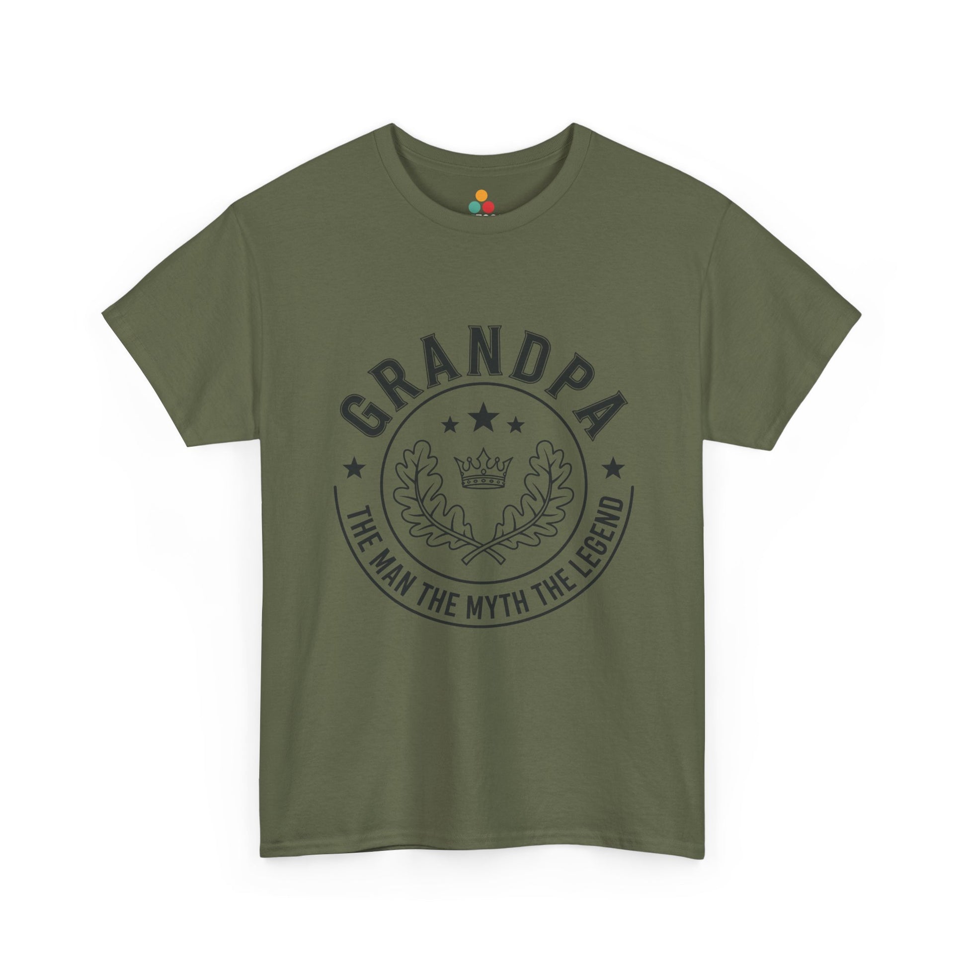 Grandpa The Man The Myth The Legend Army Green T-Shirt – Vintage Laurel Crown Gift | TEEZOCA 
