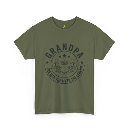 Grandpa The Man The Myth The Legend Army Green T-Shirt – Vintage Laurel Crown Gift | TEEZOCA 