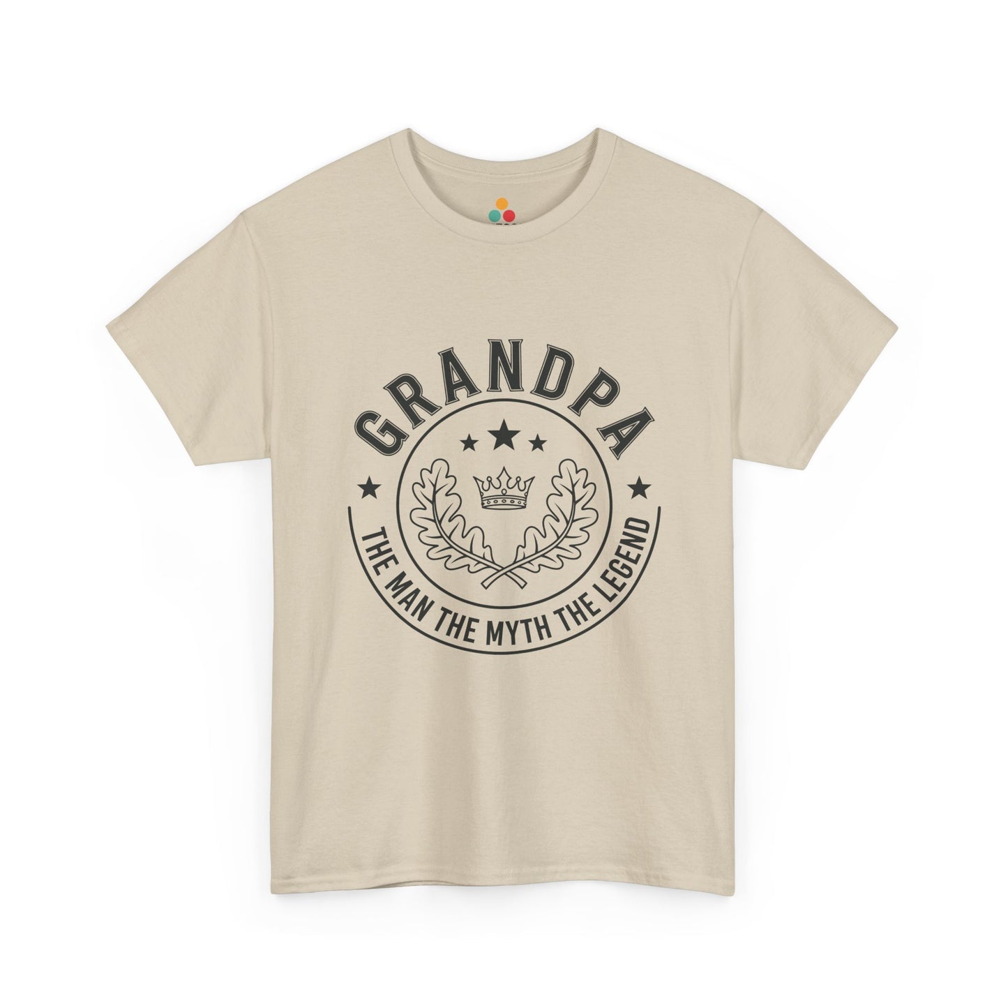 Grandpa The Man The Myth The Legend Beige T-Shirt – Vintage Laurel Crown Gift | TEEZOCA 