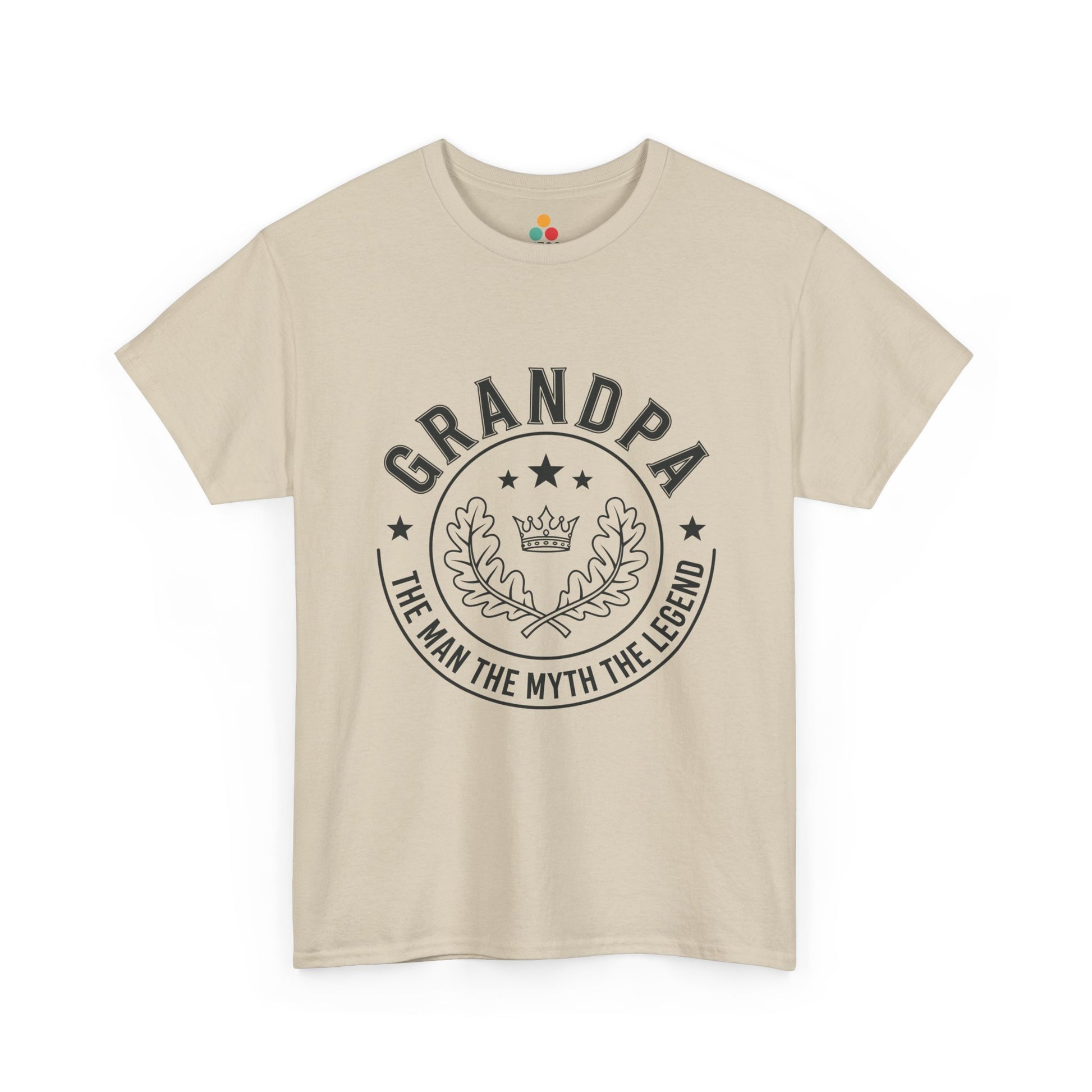 Grandpa The Man The Myth The Legend Beige T-Shirt – Vintage Laurel Crown Gift | TEEZOCA 