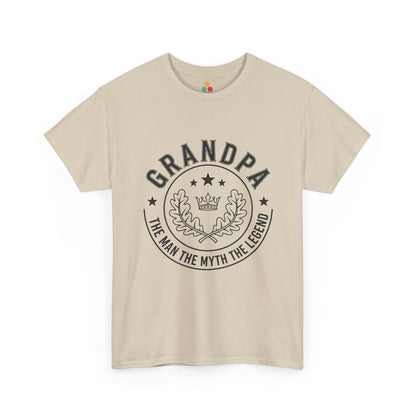 Grandpa The Man The Myth The Legend Beige T-Shirt – Vintage Laurel Crown Gift | TEEZOCA 
