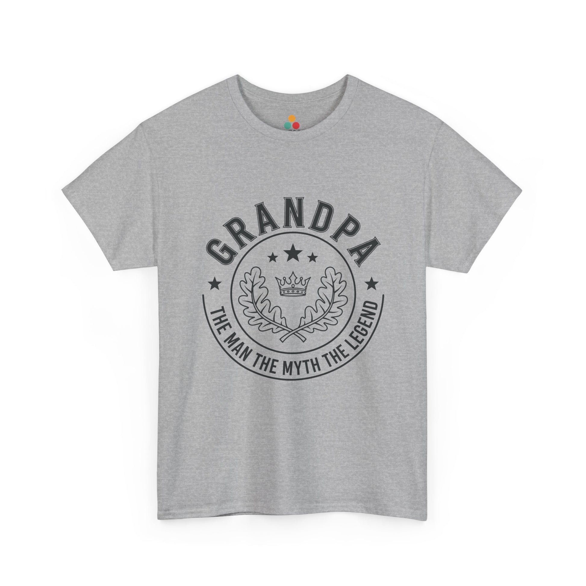 Grandpa The Man The Myth The Legend Gray T-Shirt – Vintage Laurel Crown Gift | TEEZOCA 
