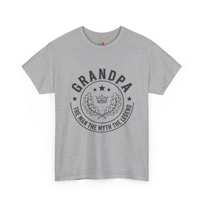 Grandpa The Man The Myth The Legend Gray T-Shirt – Vintage Laurel Crown Gift | TEEZOCA 