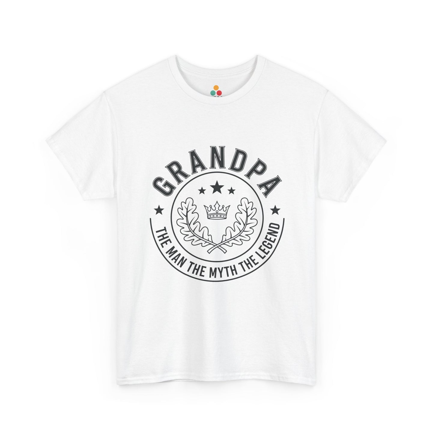 Grandpa The Man The Myth The Legend White T-Shirt – Vintage Laurel Crown Gift | TEEZOCA 