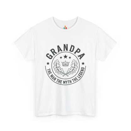 Grandpa The Man The Myth The Legend White T-Shirt – Vintage Laurel Crown Gift | TEEZOCA 
