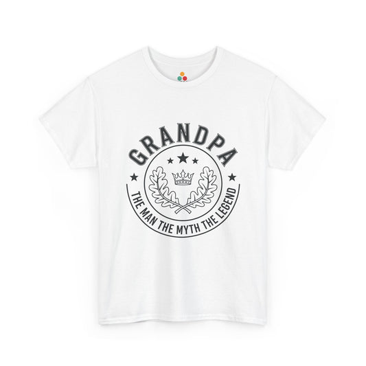 Grandpa The Man The Myth The Legend White T-Shirt – Vintage Laurel Crown Gift | TEEZOCA 