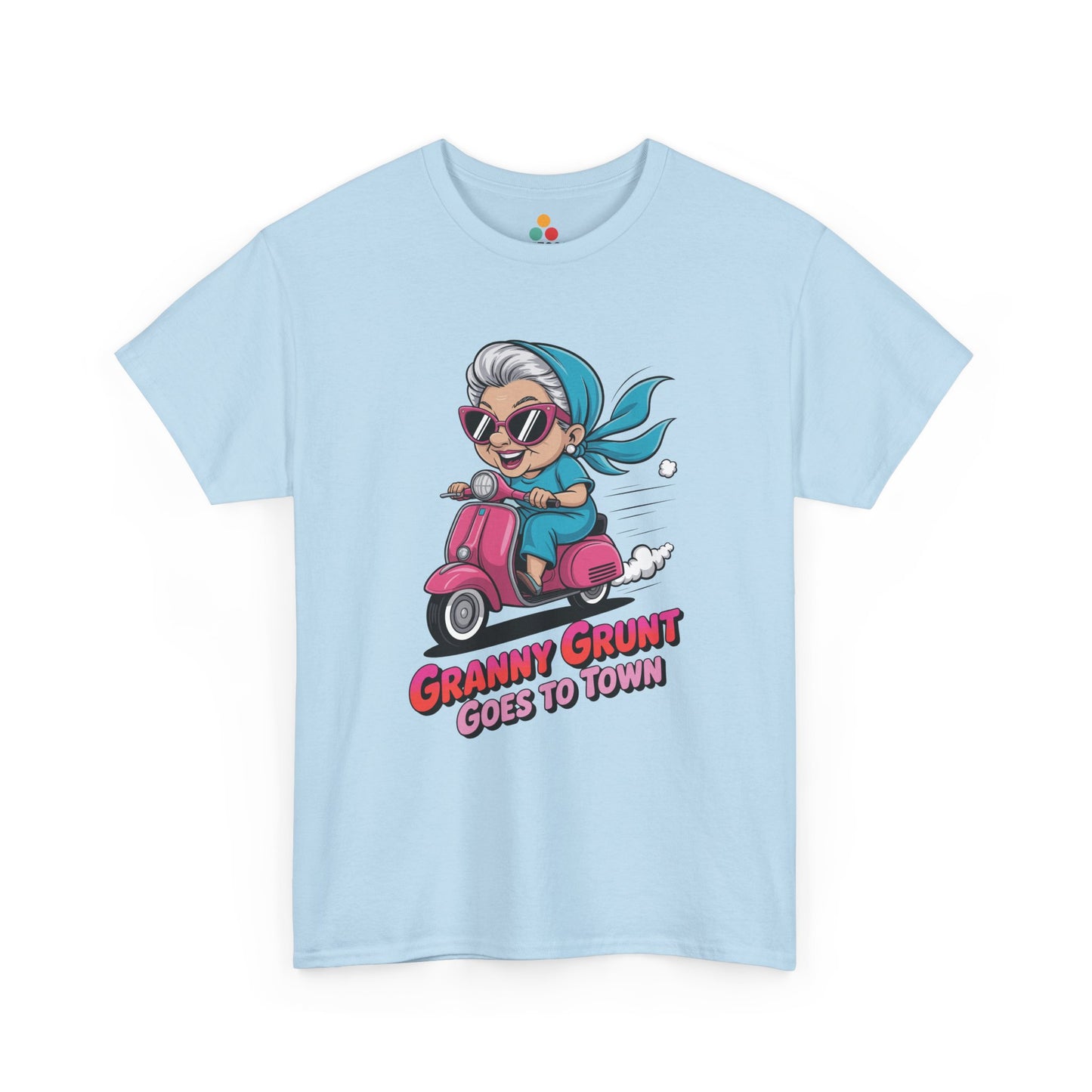 Granny Grunt Goes To Town Light Blue T‑Shirt – Funny Grandma Scooter Shirt | TEEZOCA 