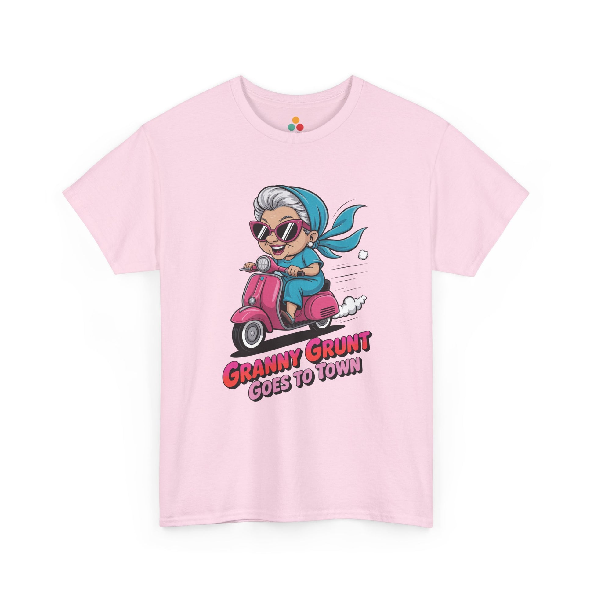 Granny Grunt Goes To Town Light Pink T‑Shirt – Funny Grandma Scooter Shirt | TEEZOCA 