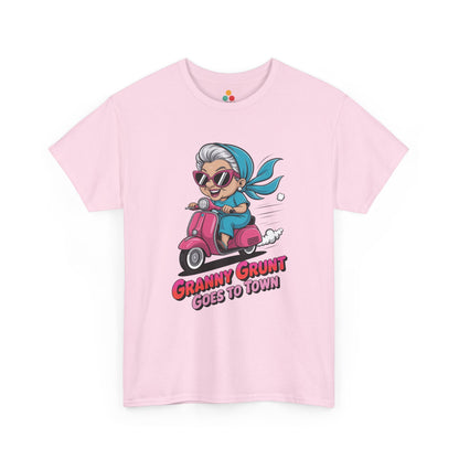 Granny Grunt Goes To Town Light Pink T‑Shirt – Funny Grandma Scooter Shirt | TEEZOCA 