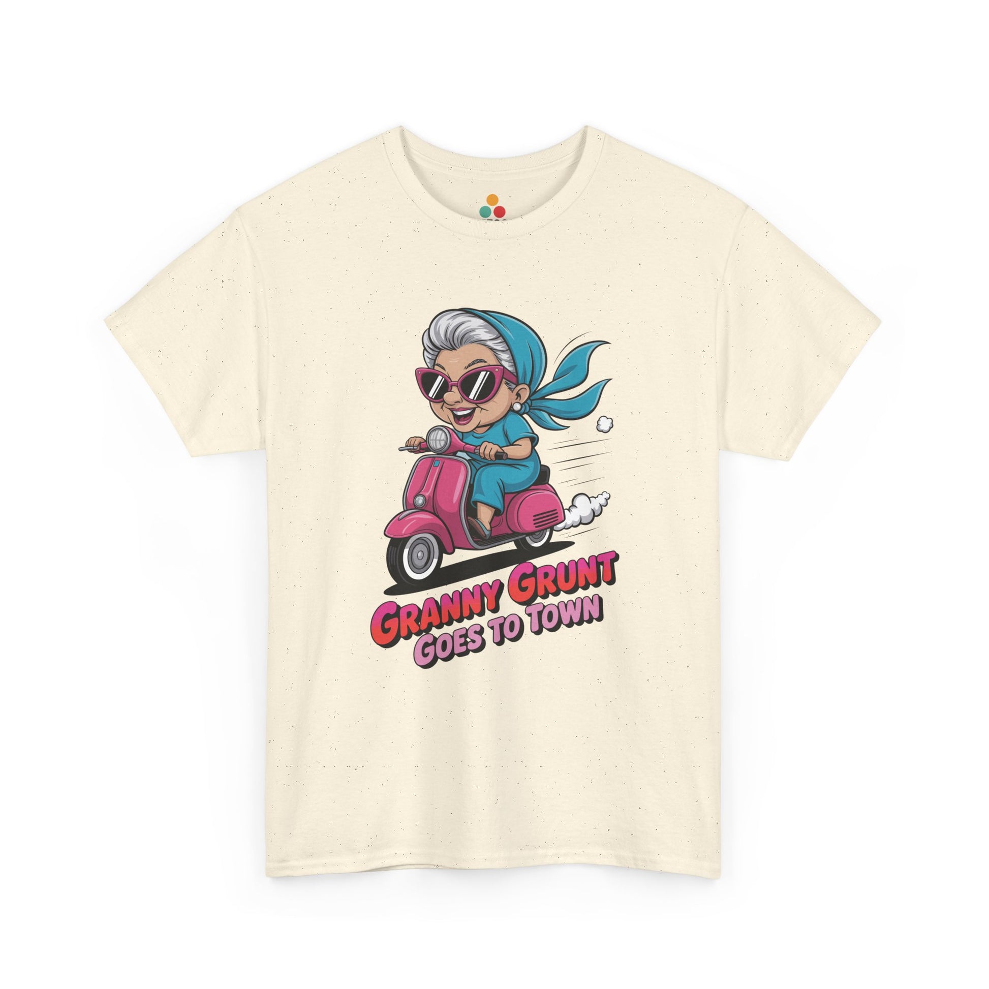 Granny Grunt Goes To Town Natural T‑Shirt – Funny Grandma Scooter Shirt | TEEZOCA 