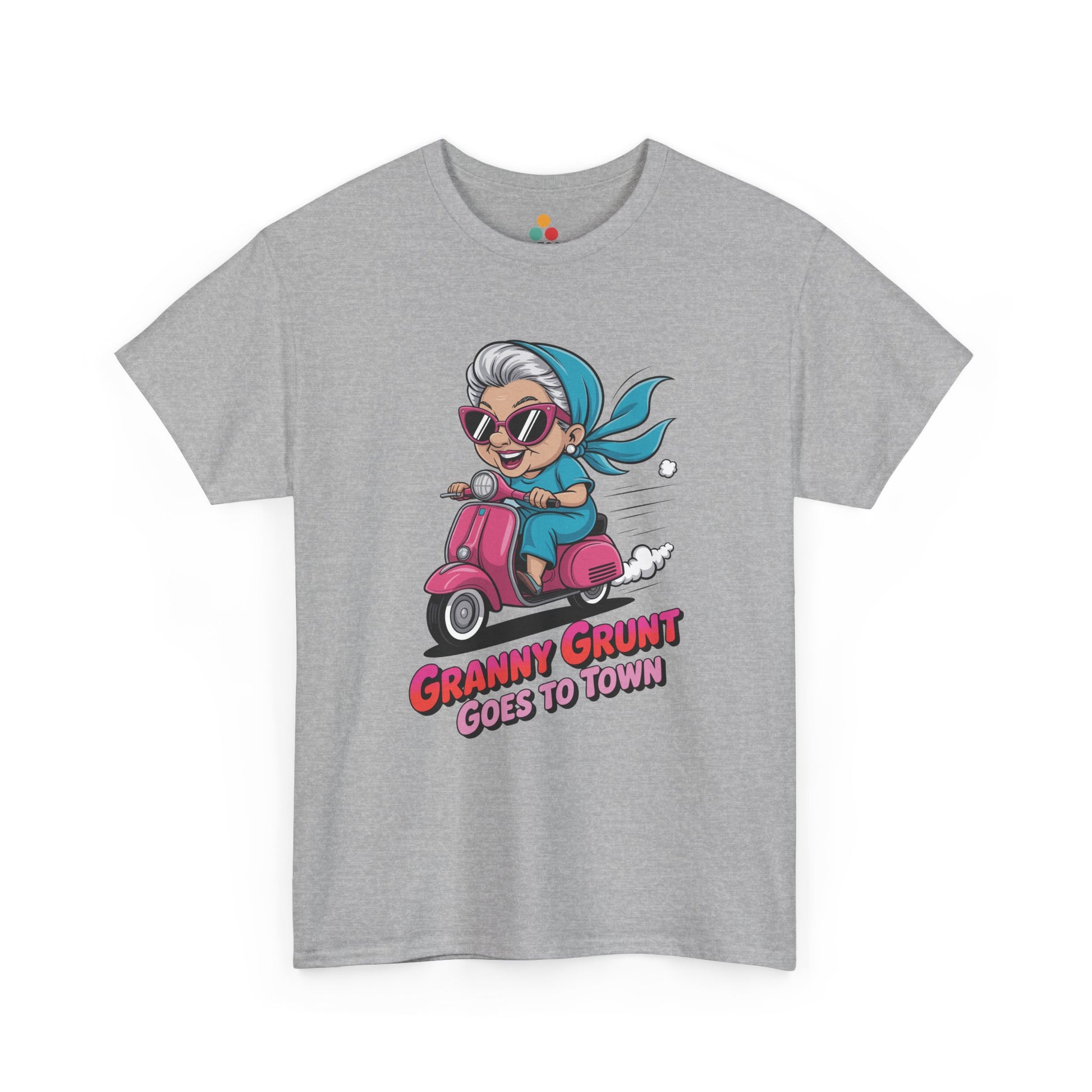 Granny Grunt Goes To Town Sport Grey T‑Shirt – Funny Grandma Scooter Shirt | TEEZOCA 