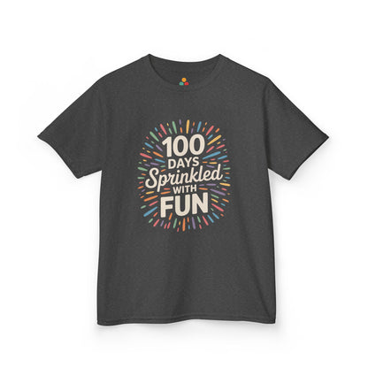 Gray TEEZOCA 100 Days Sprinkled With Fun Kids T‑Shirt – School Stuents Boys Girls Tee