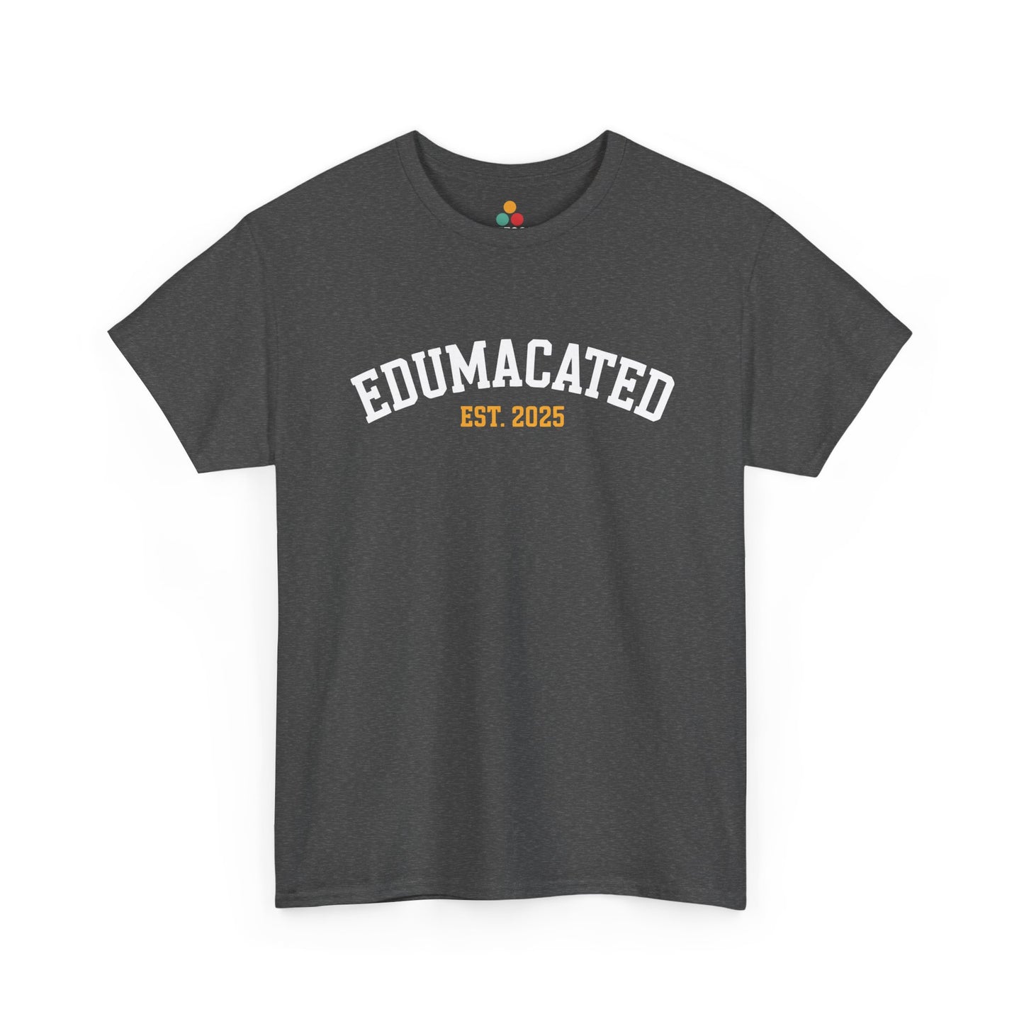 Gray TEEZOCA Edumacated Est. 2025 graduation graphic t‑shirt.