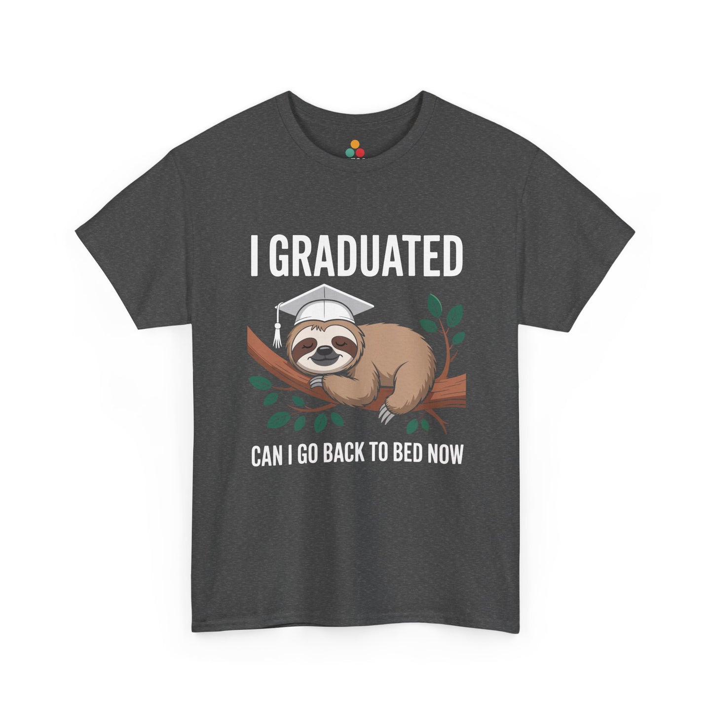 Gray TEEZOCA I Graduated Can I Go Back To Bed Now lazy grad t‑shirt.