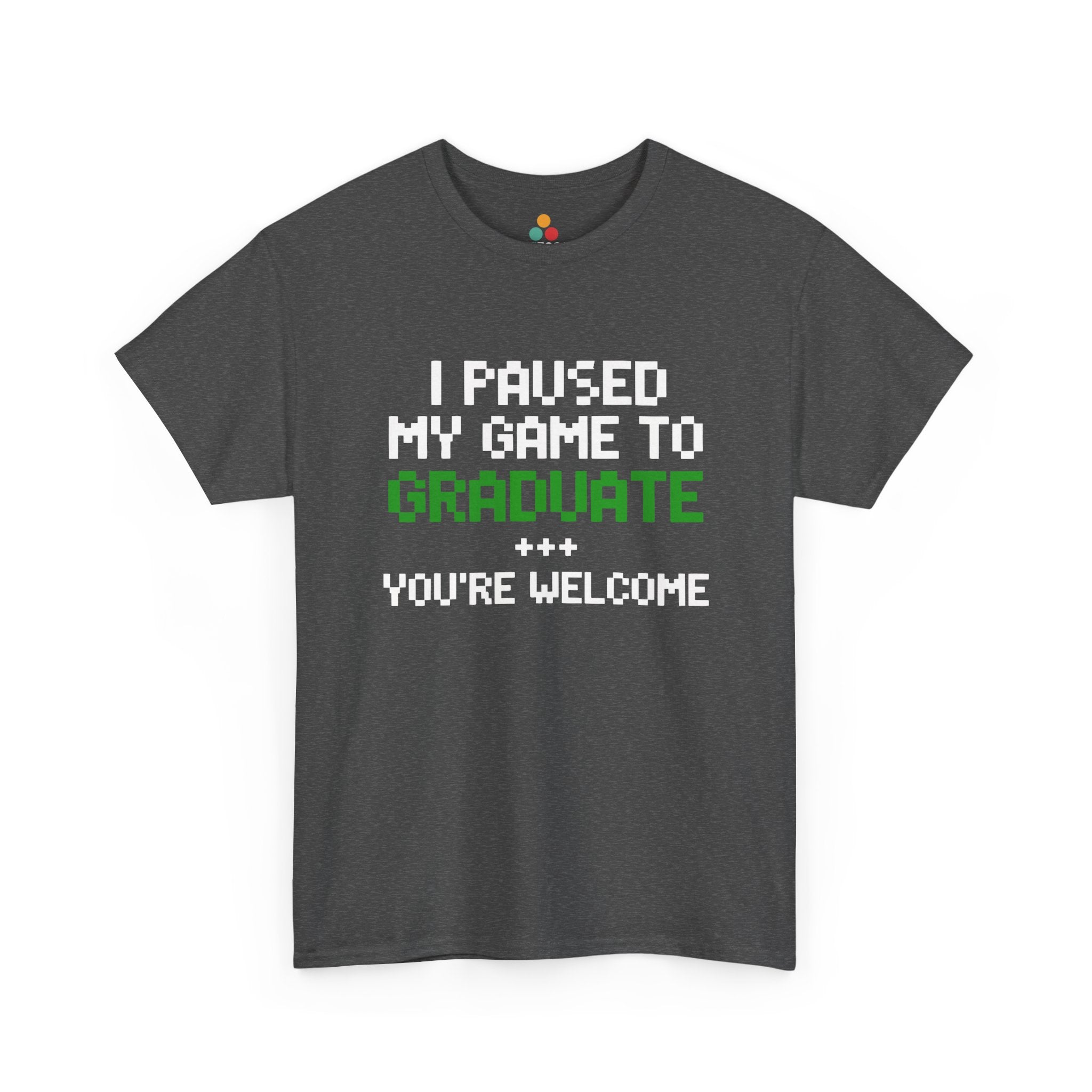 Gray TEEZOCA I Paused My Game To Graduate pixel font grad t shirt