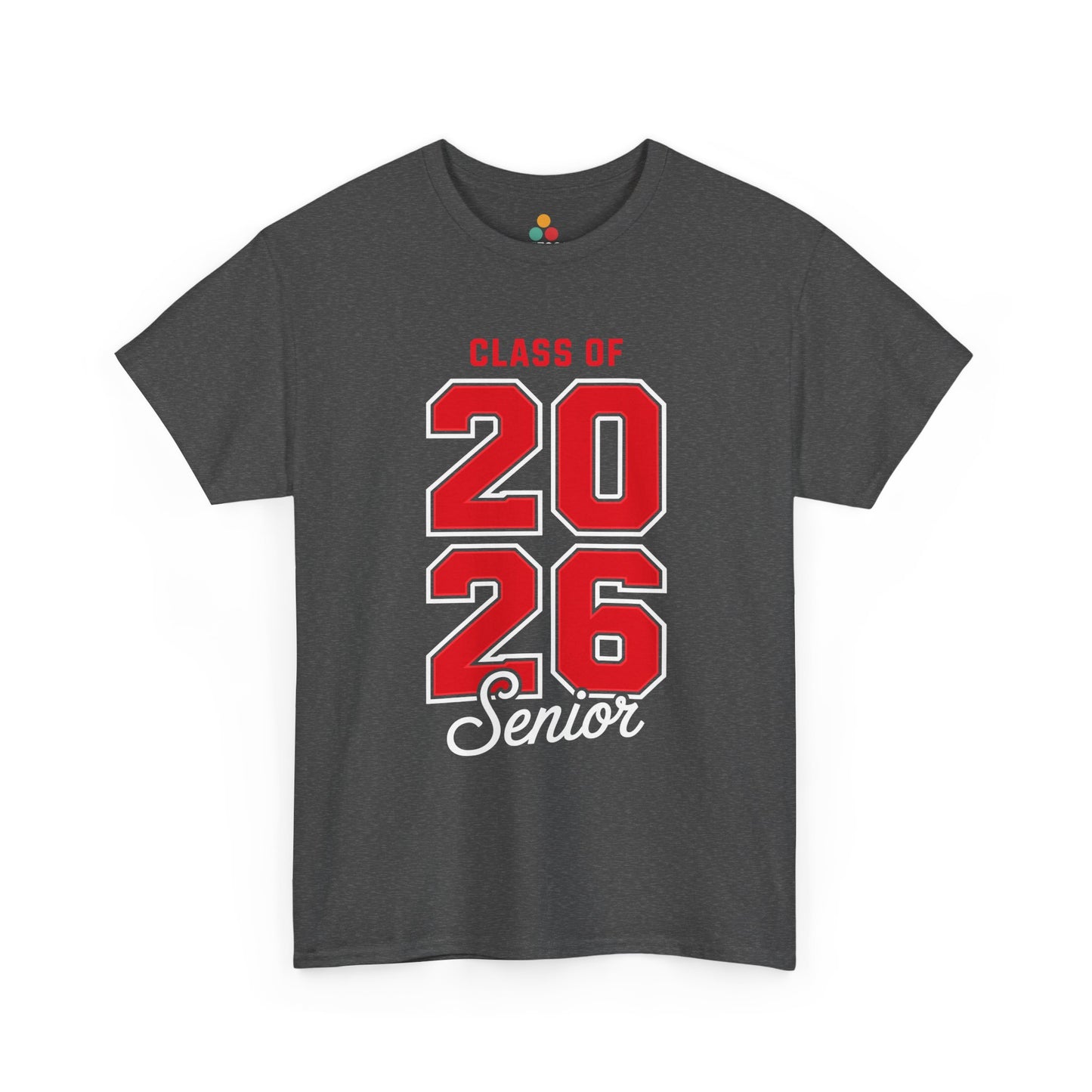 Green TEEZOCA bold red Class of 2026 Senior t‑shirt shown flat.