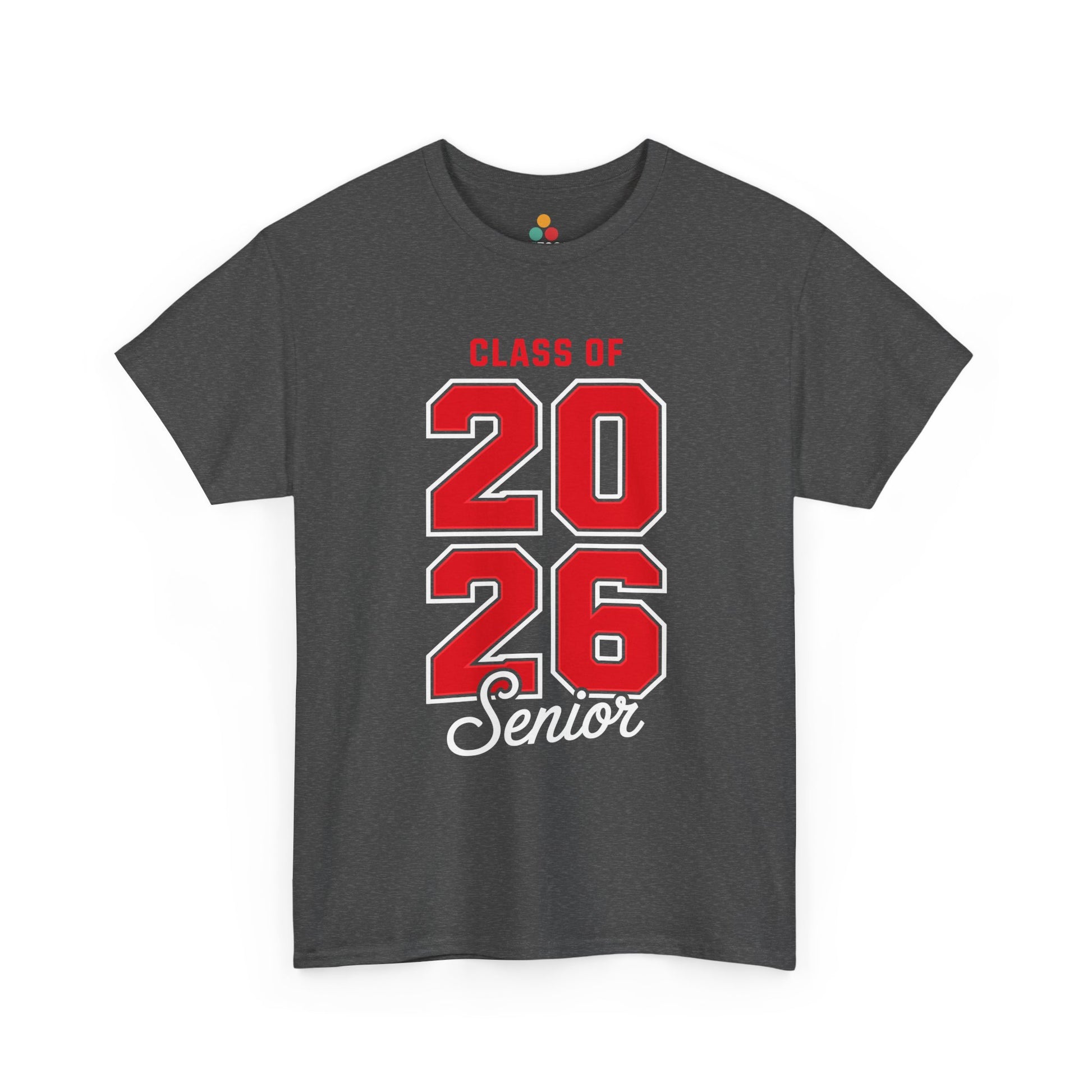 Green TEEZOCA bold red Class of 2026 Senior t‑shirt shown flat.