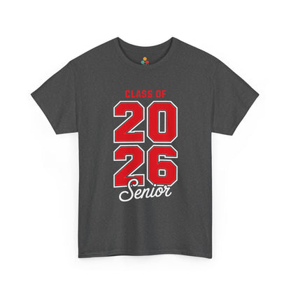 Green TEEZOCA bold red Class of 2026 Senior t‑shirt shown flat.