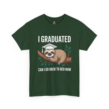 Green TEEZOCA cute sloth graduation graphic t‑shirt shown flat.