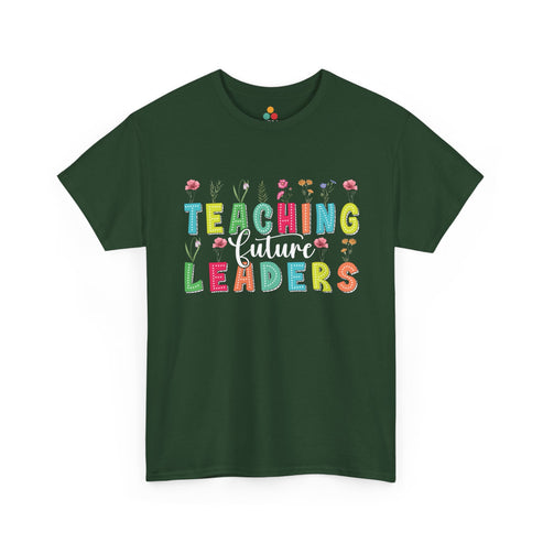 Green t-shirt with Teaching Future Leaders