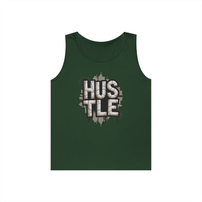 HUSTLE Cracked Street Typography Skyline Unisex Tank Top for Grind Mode | TEEZOCA 