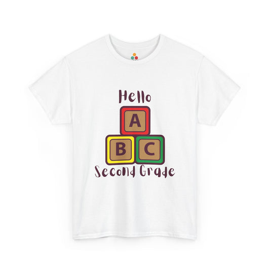 Hello Second Grade ABC Blocks White T-Shirt – Back to School Teacher Gift TEEZOCA