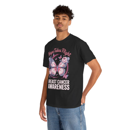 Hope Takes Flight Breast Cancer Awareness Unisex T-shirt | TEEZOCA 