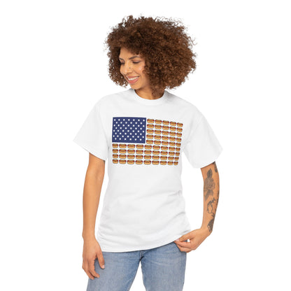 Hot Dog Shirt American Flag Funny 4th of July BBQ T-shirt Gift | TEEZOCA 4th of July hot dog shirt T-shirt with funny American flag food graphic for BBQs, cookouts, and fireworks.
