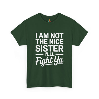 I Am Not The Nice Sister I'll Fight Ya T-Shirt – Funny Sarcastic Sibling Gift | TEEZOCA 