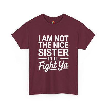 I Am Not The Nice Sister I'll Fight Ya T-Shirt – Funny Sarcastic Sibling Gift | TEEZOCA 